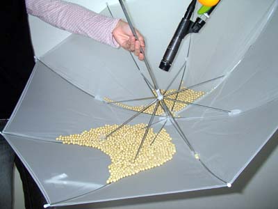 波の音の作り方「作り方１」材料選び：大豆と小さい傘